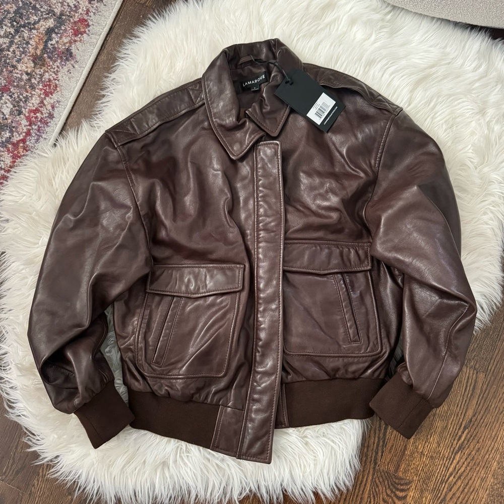Lamarque Brown Bomber Jacket for Effortless Style